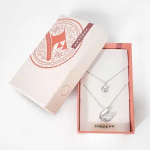 Medium Fortune Cookie Locket and Mini Pendant Gift Set - Silver