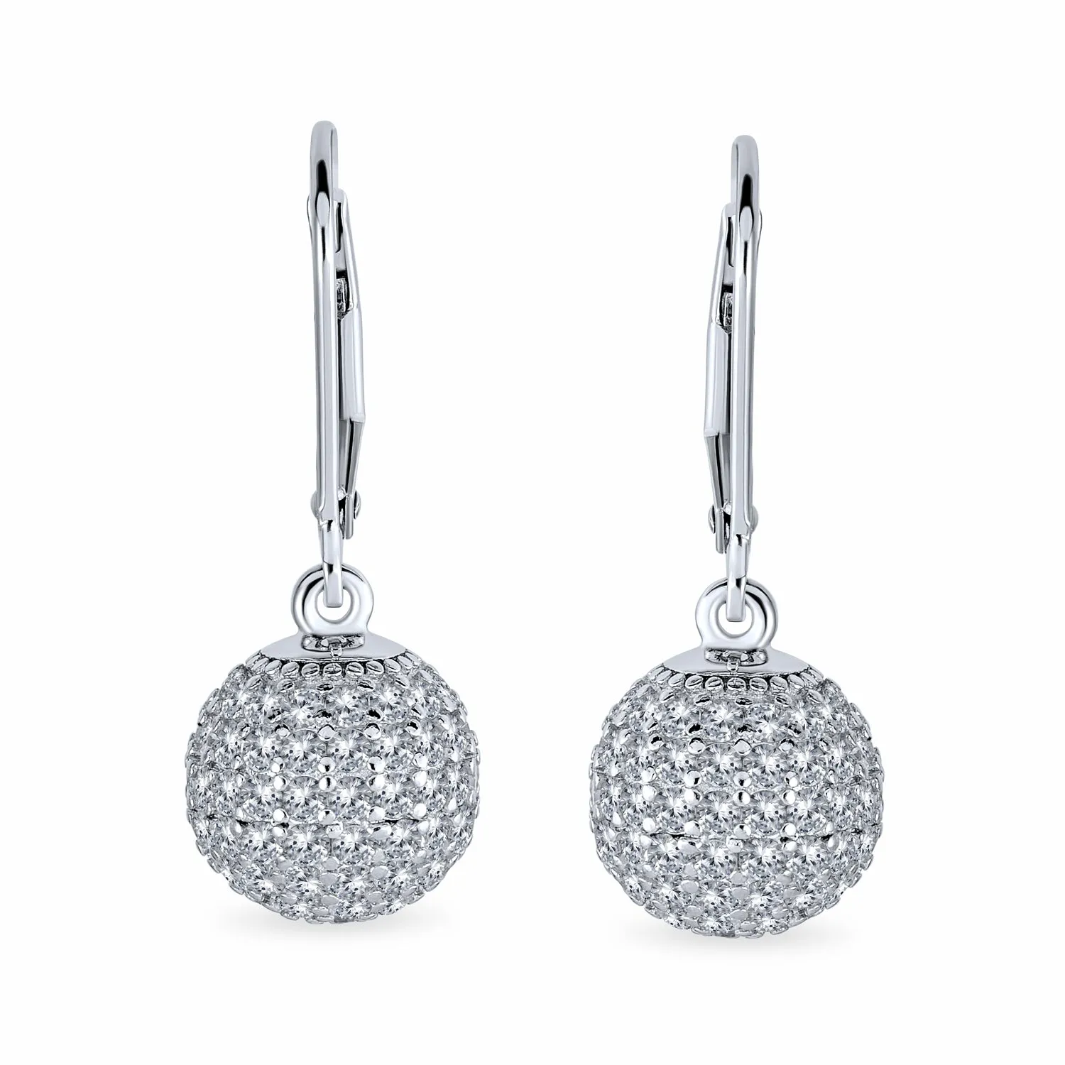 Minimalist Geometric Dangle Chandelier Earrings with Cubic Zirconia Pave Disco Ball