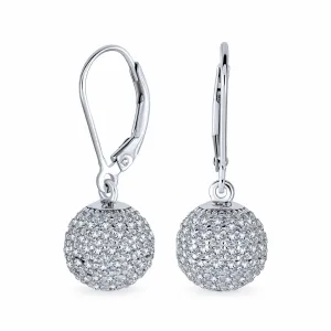 Minimalist Geometric Dangle Chandelier Earrings with Cubic Zirconia Pave Disco Ball