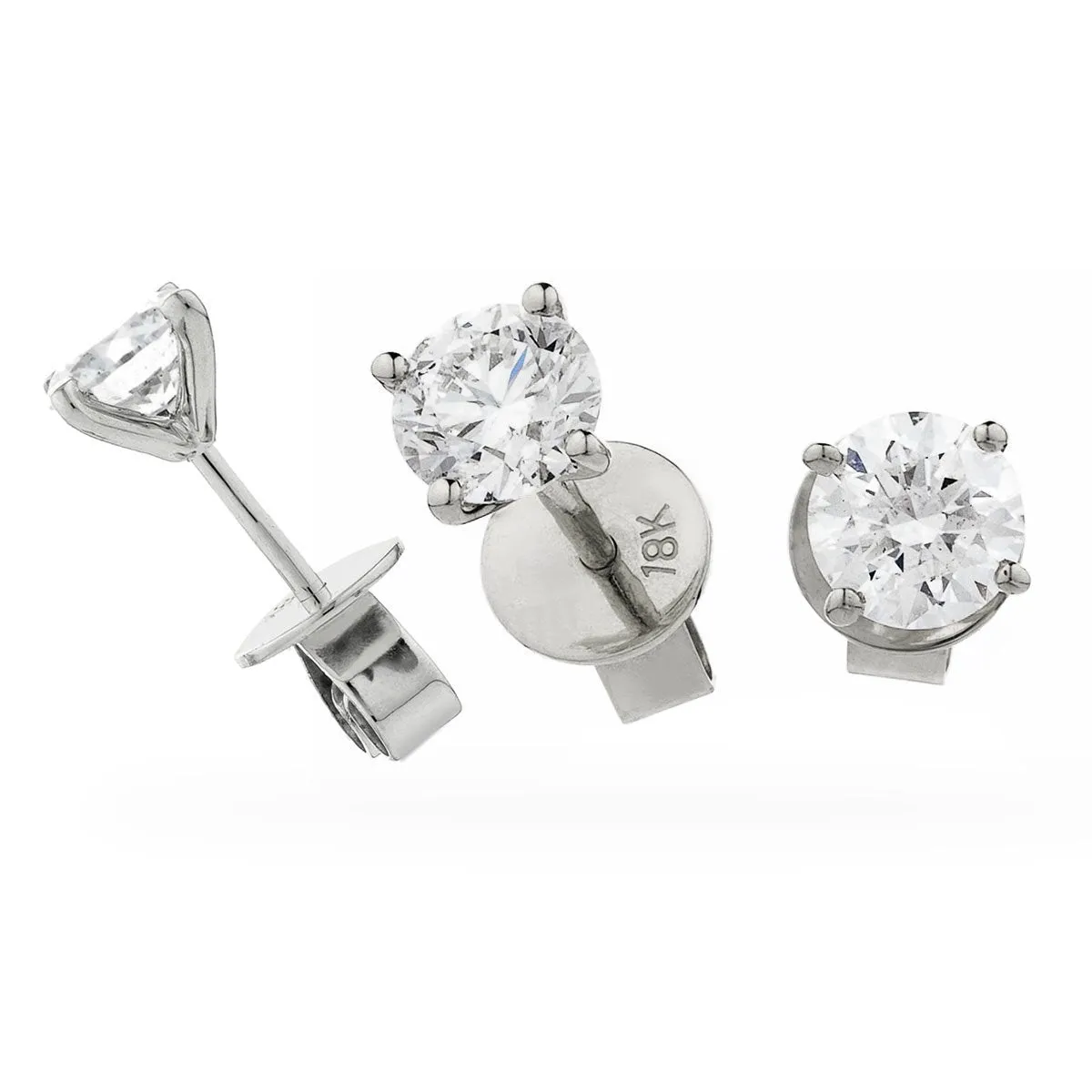 MODERN 0.75CT DIAMOND STUD EARRINGS F/VS QUALITY IN 18K WHITE GOLD