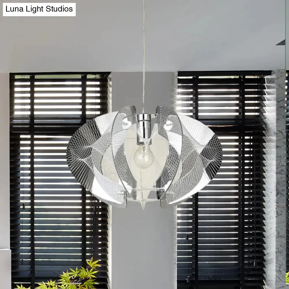 Modern Chrome Pendant Light: Elegant Curve Acrylic Shade with Hanging Lamp - Ideal for Restaurants