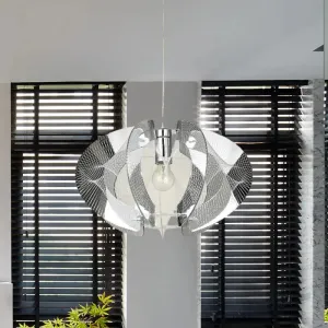 Modern Chrome Pendant Light: Elegant Curve Acrylic Shade with Hanging Lamp - Ideal for Restaurants