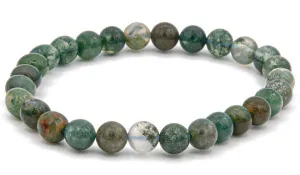 Moss Agate Gloss Natural Gemstone Bracelet