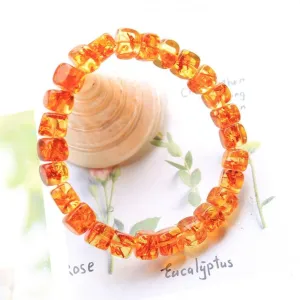 Natural Amber Cube Beaded Bracelet