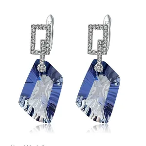 Natural Colourful Gemstone Special-shaped Silver Drop Earrings for Women