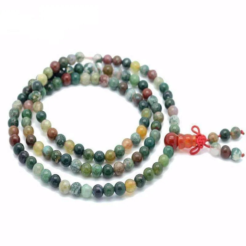 Natural Multi Colored Agate Stones Buddhist Prayer Bracelet