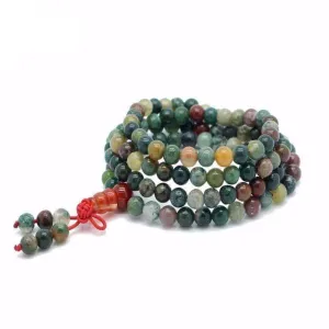 Natural Multi Colored Agate Stones Buddhist Prayer Bracelet