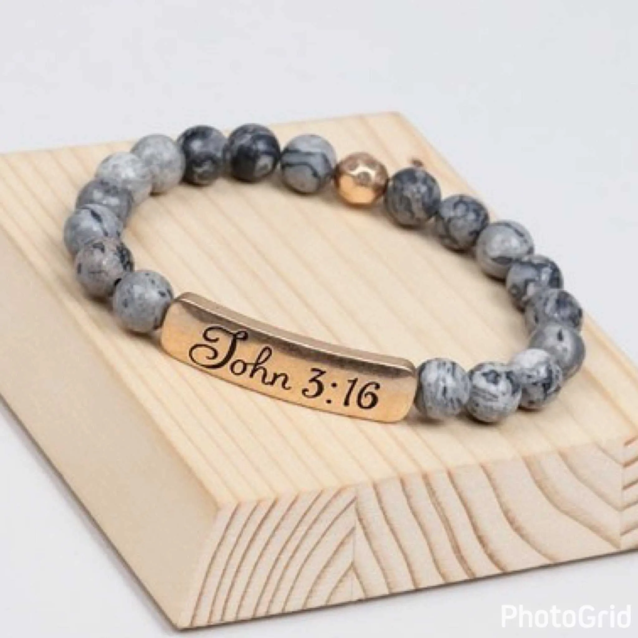 Natural Stone Religious Inspiration Stretch Bracelets