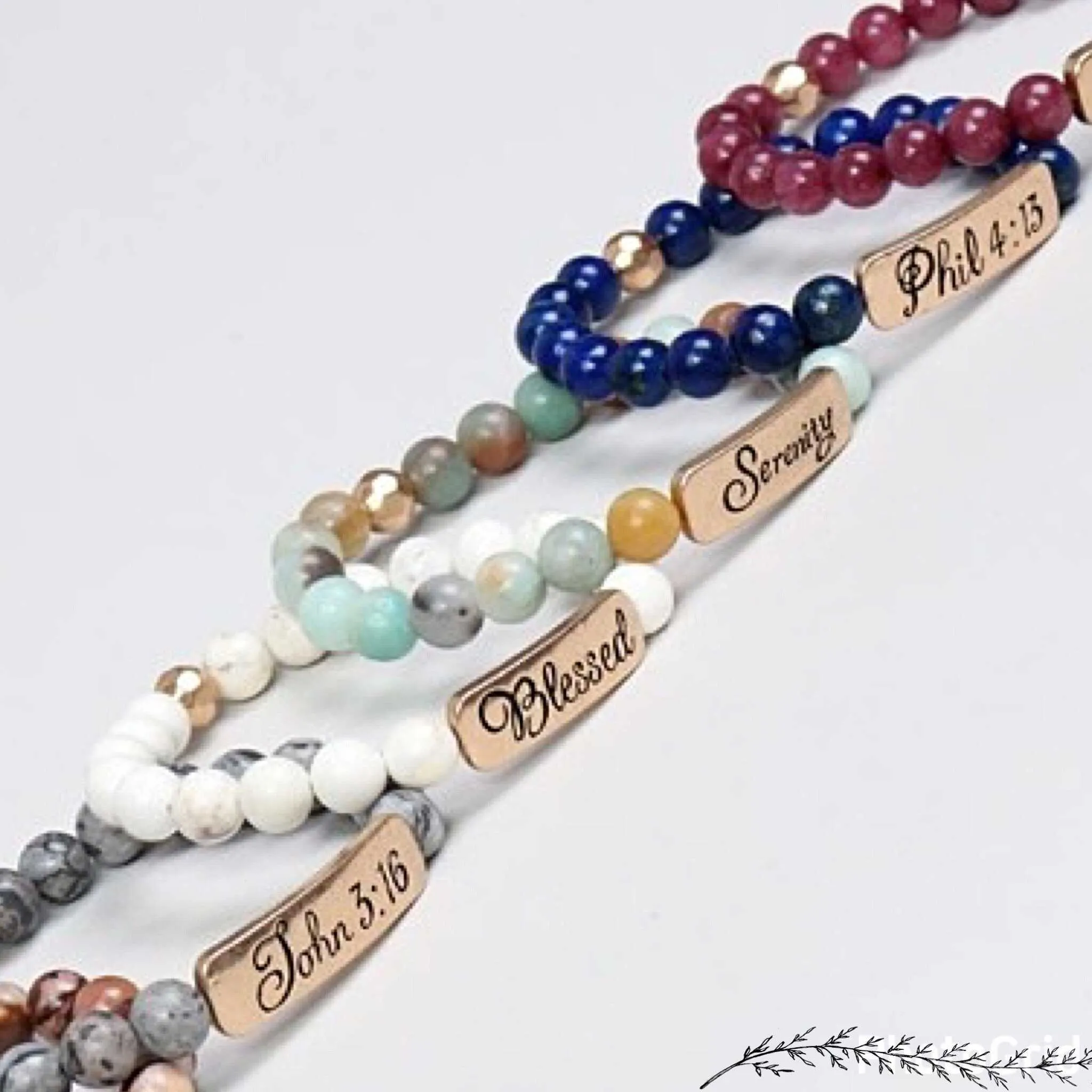 Natural Stone Religious Inspiration Stretch Bracelets