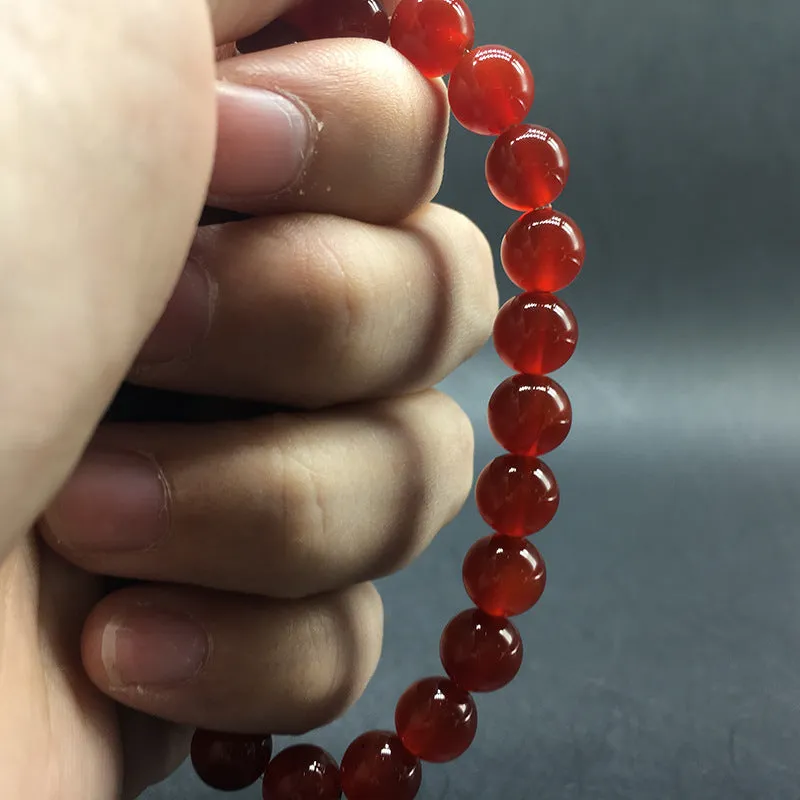 Natural Stone Round Beads Red Agate Bracelet