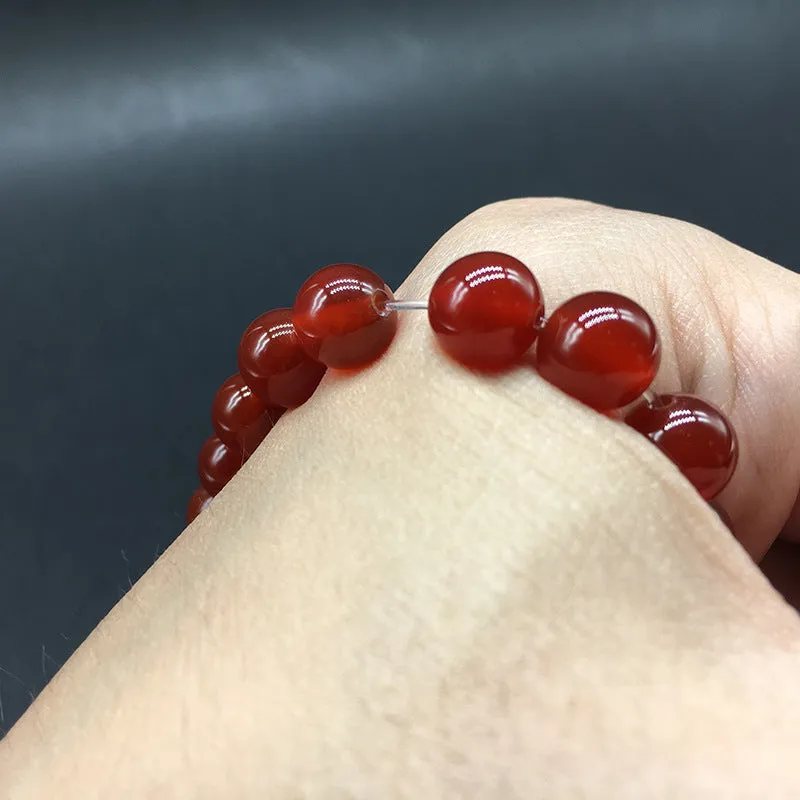 Natural Stone Round Beads Red Agate Bracelet