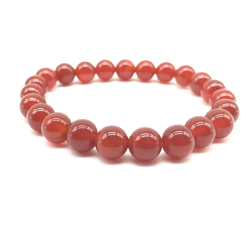 Natural Stone Round Beads Red Agate Bracelet