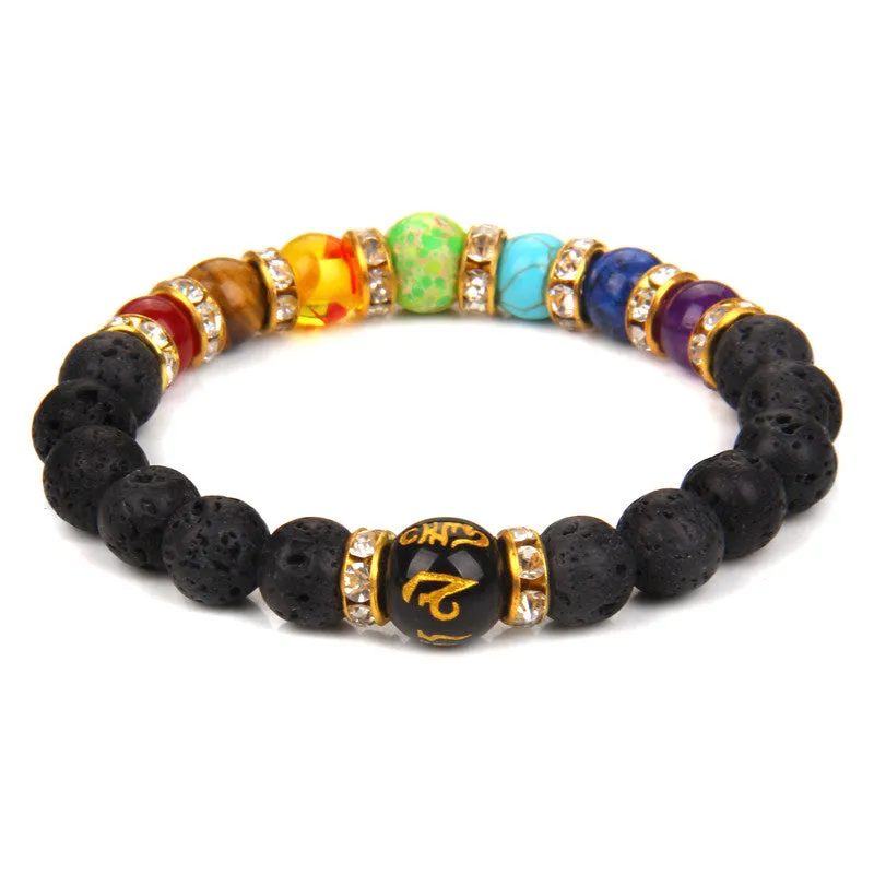 Natural Volcanic Stone Bracelet Seven Chakra Yoga Energy