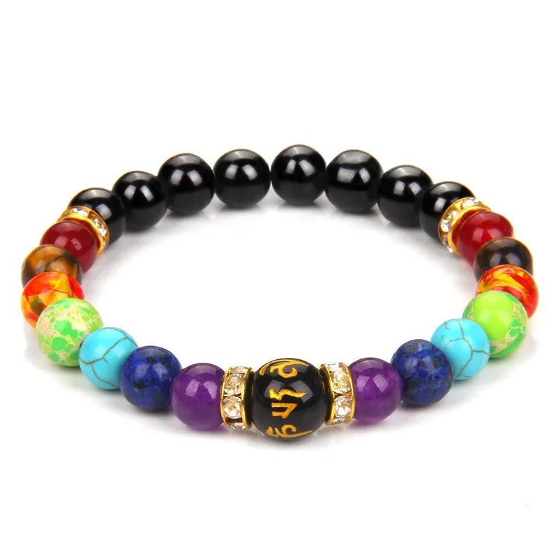 Natural Volcanic Stone Bracelet Seven Chakra Yoga Energy