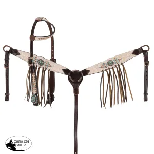 New! Showman Blushed Rose One Ear Headstall and Breastcollar Set