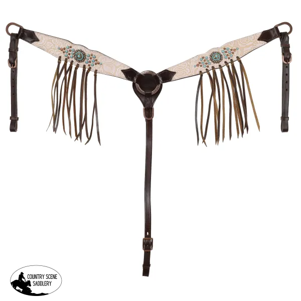 New! Showman Blushed Rose One Ear Headstall and Breastcollar Set