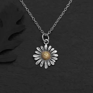 Nina Designs - Sterling Silver 18 Inch Daisy Necklace with Bronze Center