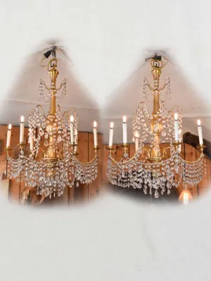 Pair of antique gilded chandeliers - 6 branches 41¼"