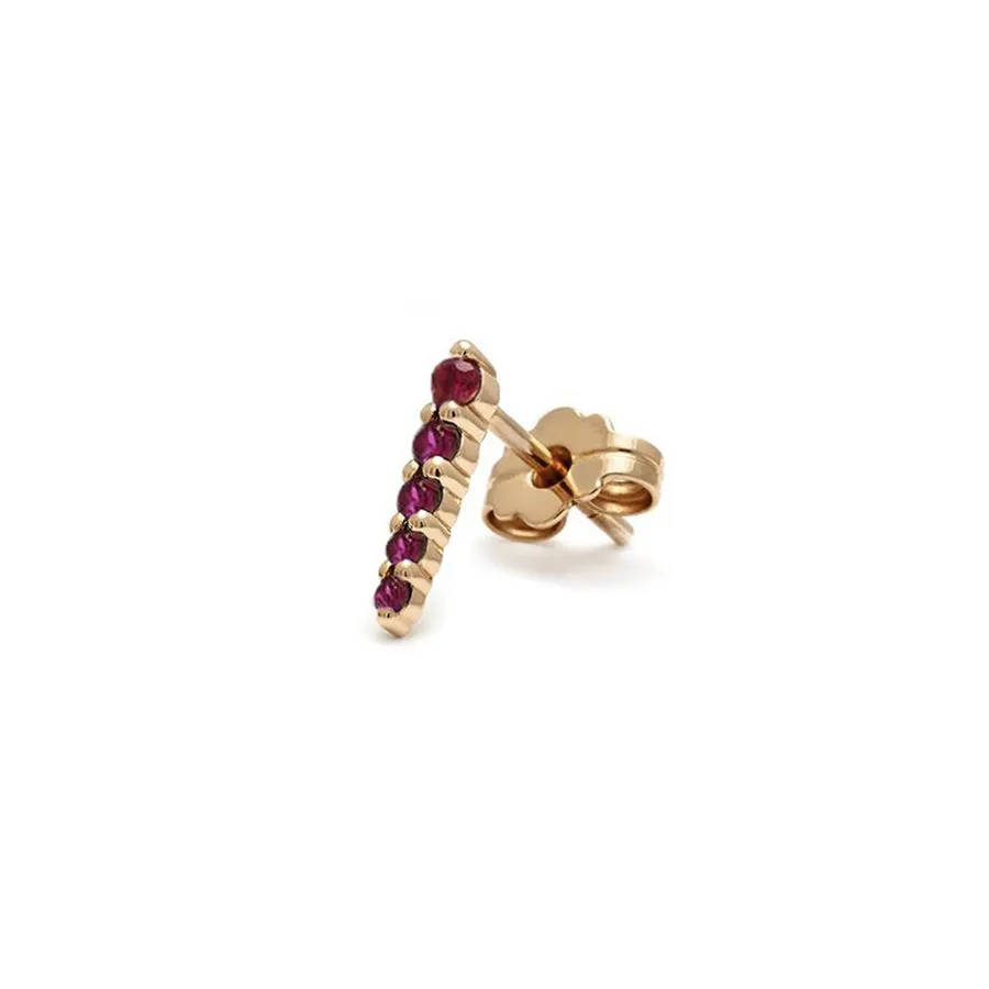 Pavé Pointe Stud Earring (Medium) - Yellow Gold & Ruby