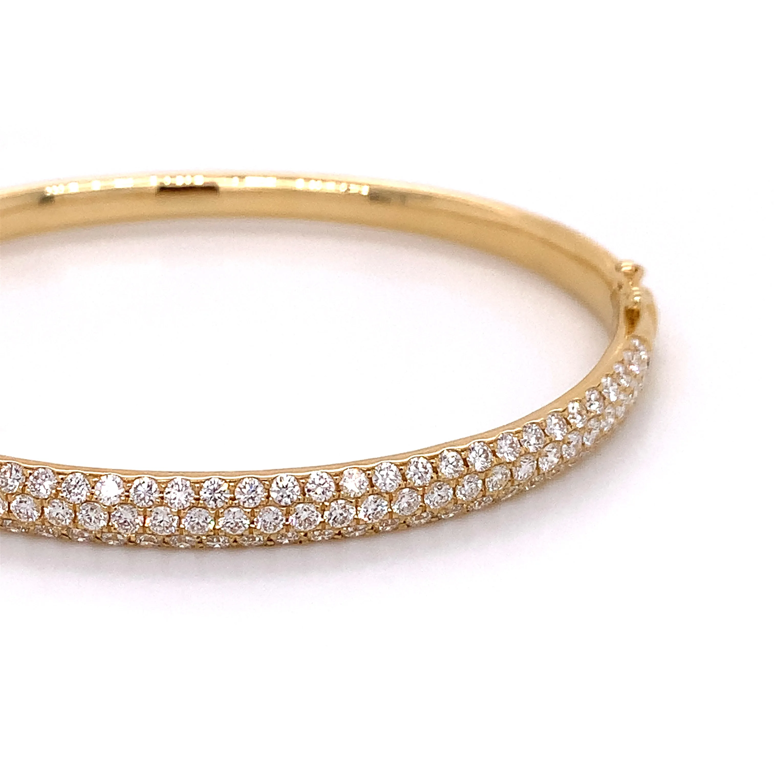 Pave-set Three Row Diamond Bangle Bracelet 2.87ct tw