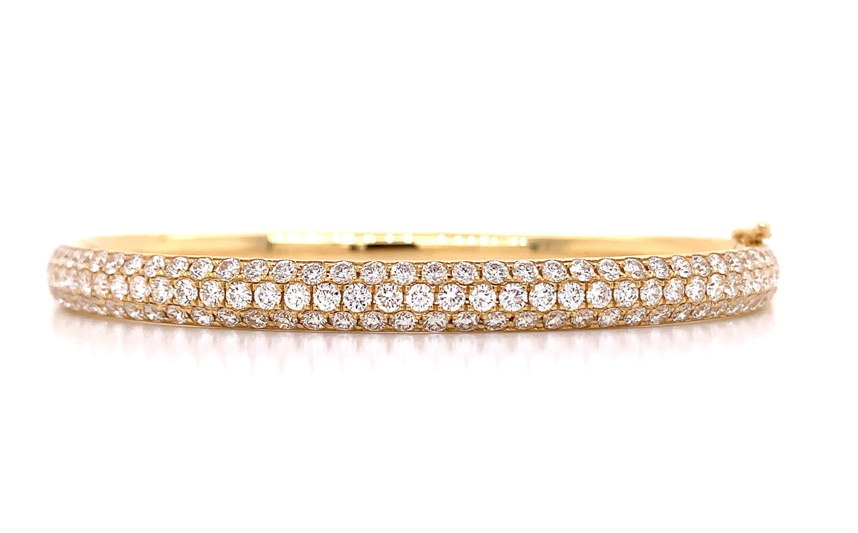 Pave-set Three Row Diamond Bangle Bracelet 2.87ct tw