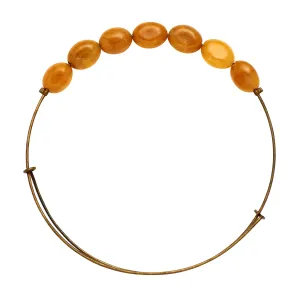 *"Yellow Aventurine" Oval Stone Wire Bangle