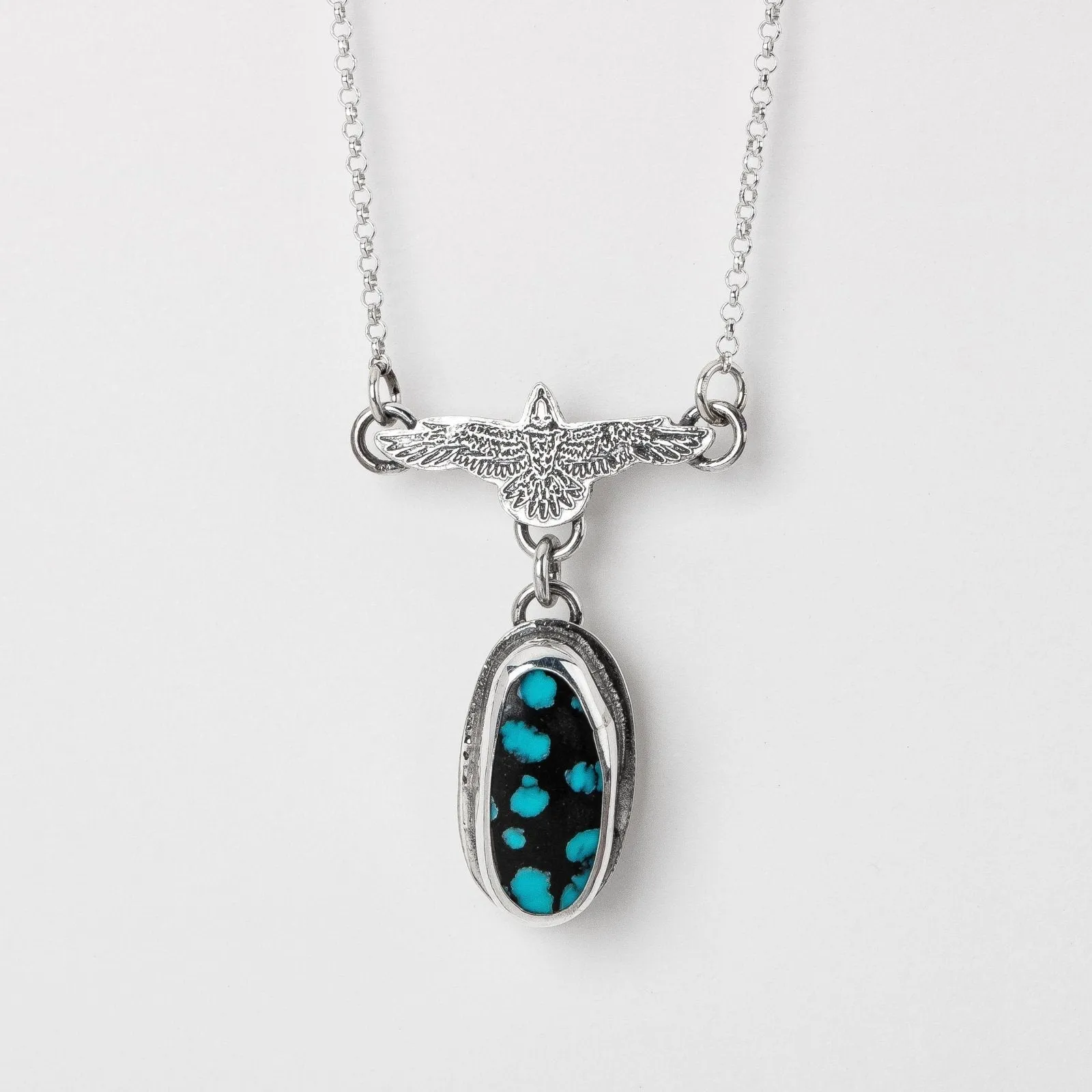 Raven Necklace With Cloud Mountain Turquoise