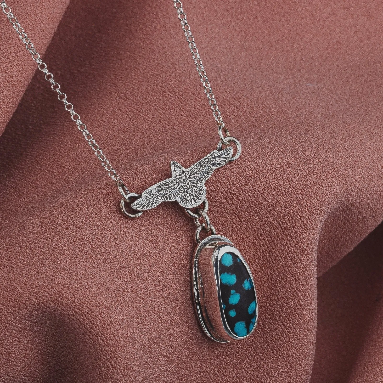 Raven Necklace With Cloud Mountain Turquoise