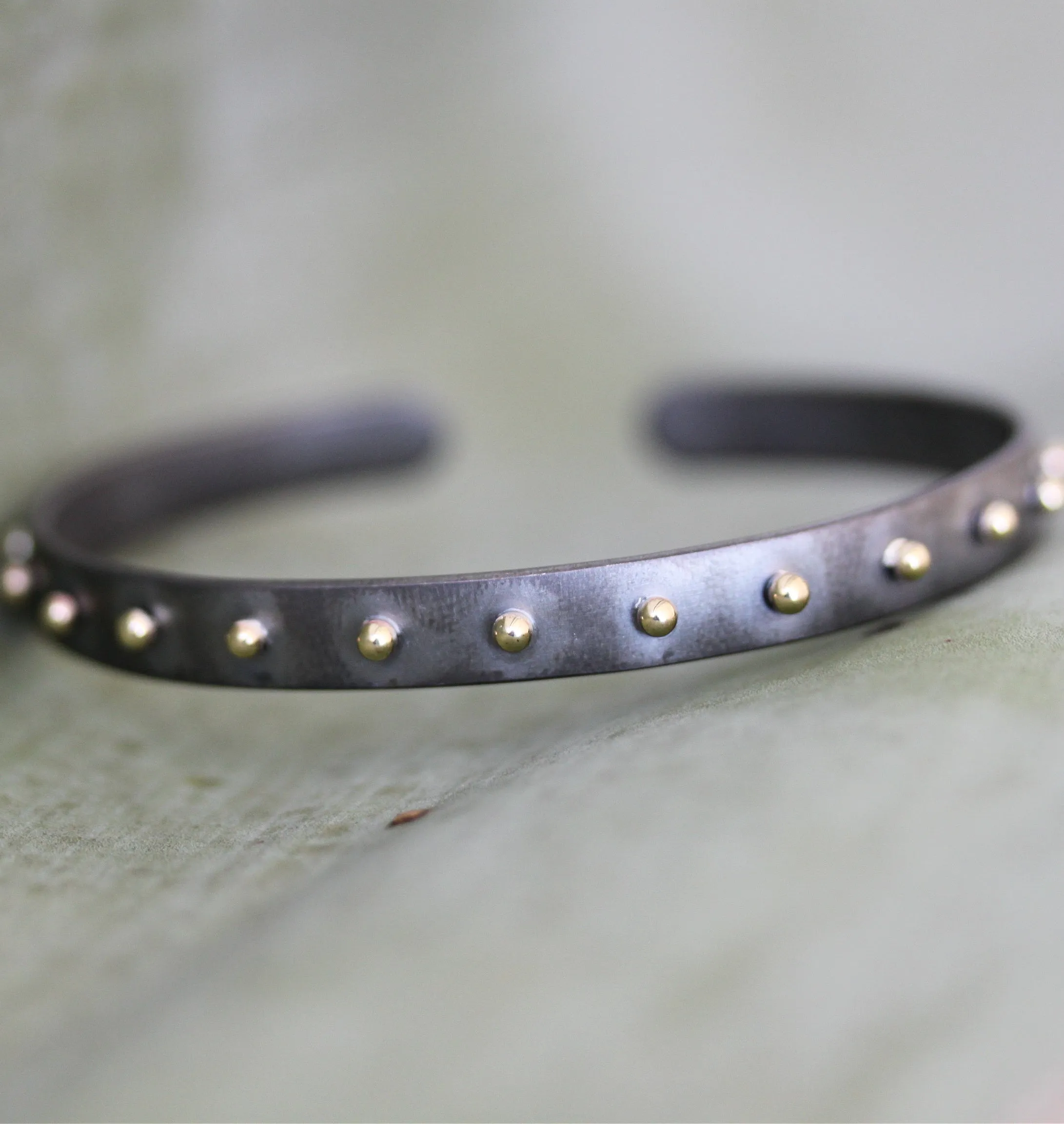 Rhodium Plated Studded Cuff Bracelet