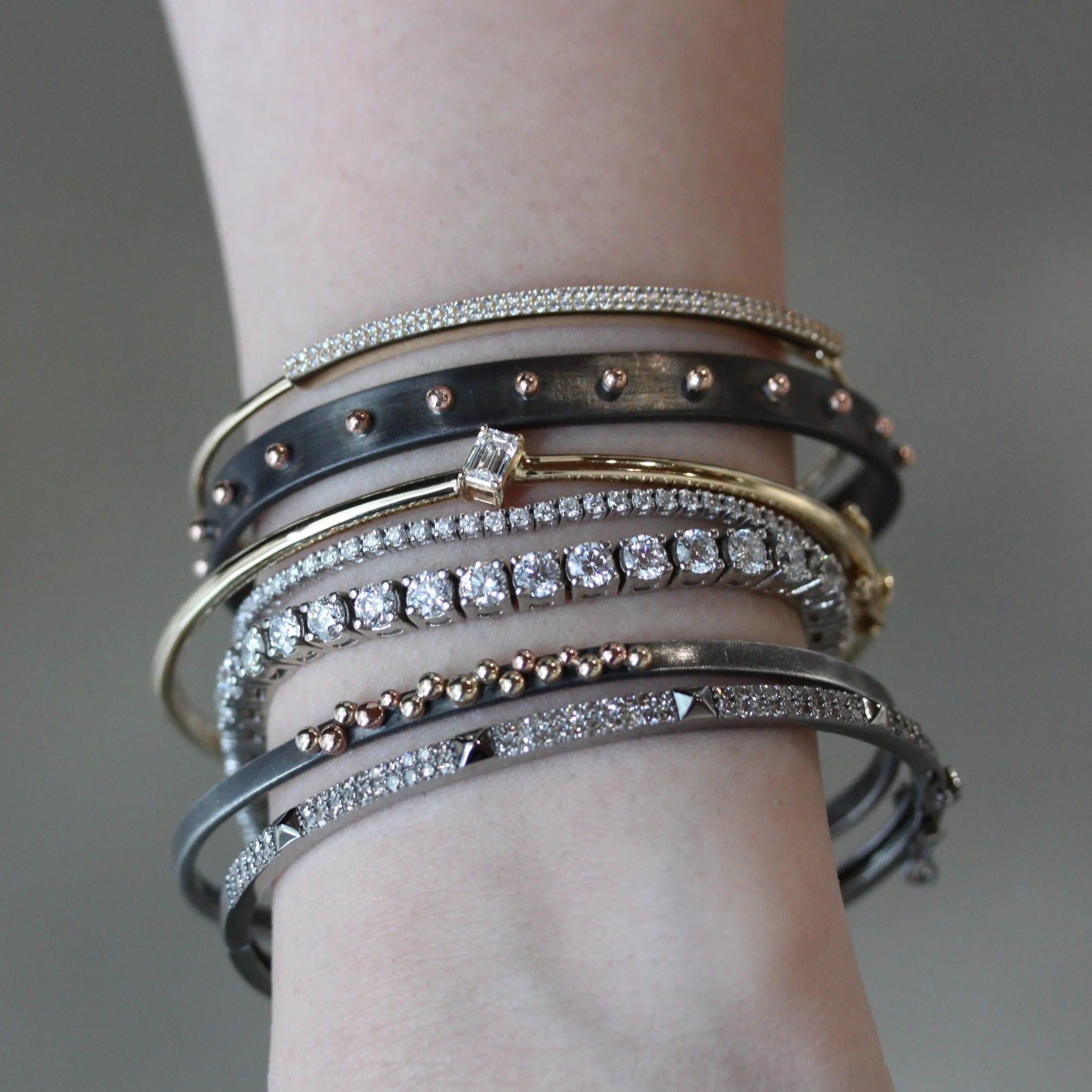 Rhodium Plated Studded Cuff Bracelet