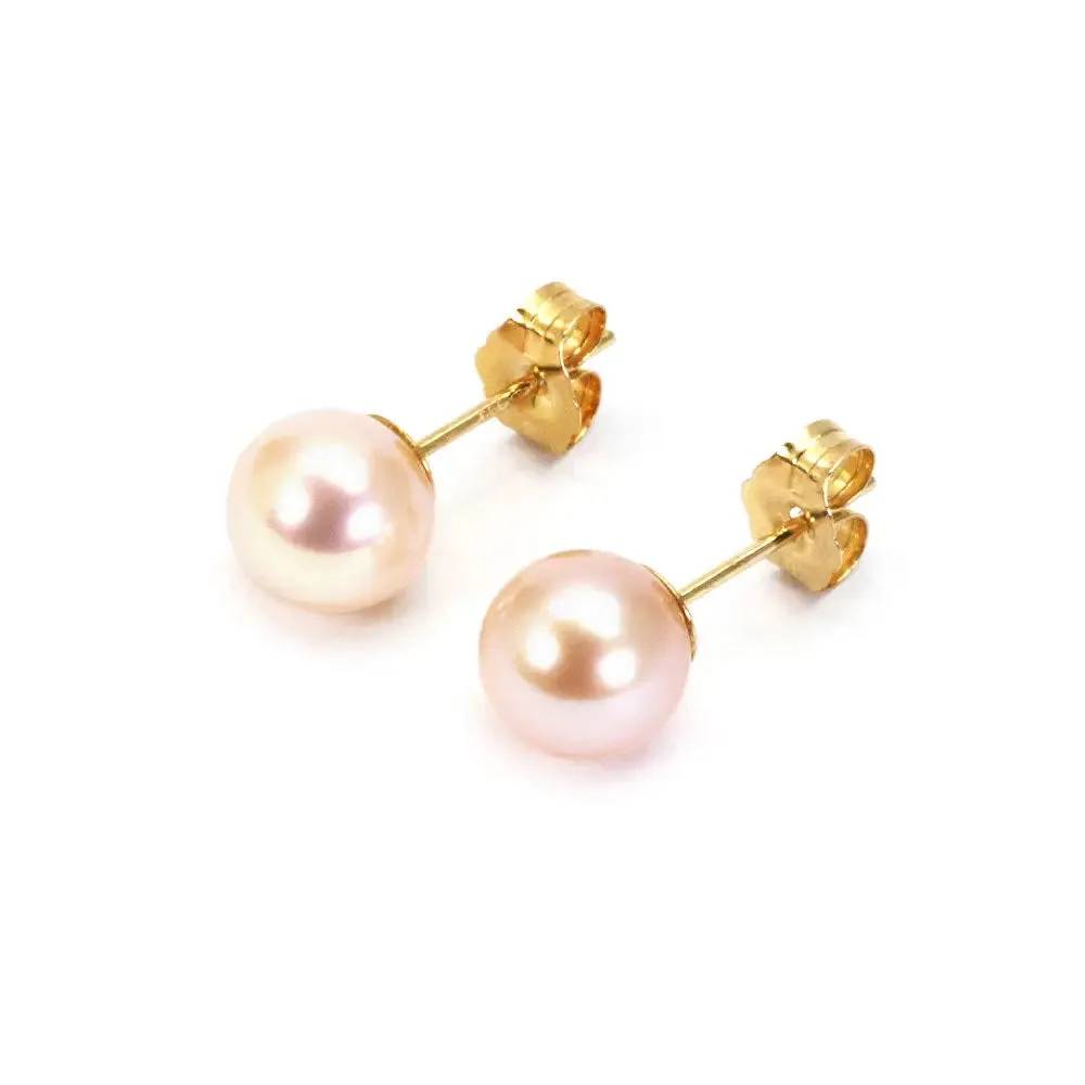 Rose Freshwater Pearl Stud Earrings | 7 x 7.5mm