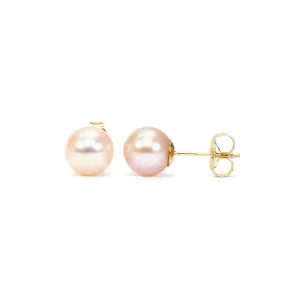 Rose Freshwater Pearl Stud Earrings | 7 x 7.5mm