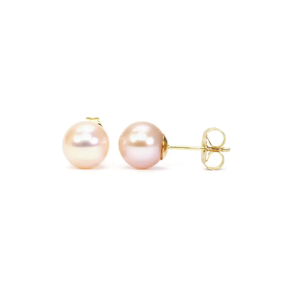 Rose Freshwater Pearl Stud Earrings | 7 x 7.5mm