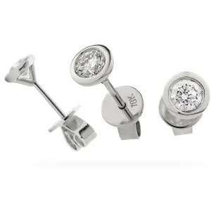 RUB OVER DIAMOND STUD EARRINGS 0.30CT F/VS DIAMOND IN 18K WHITE GOLD