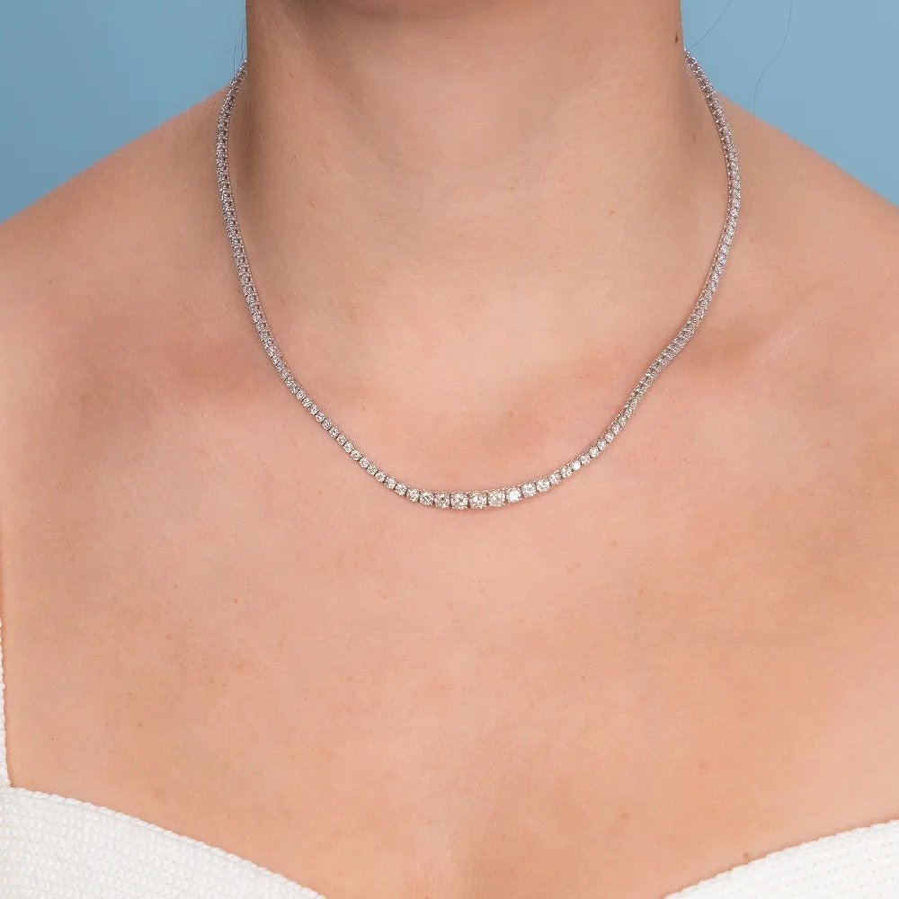 Sample Sale Riviera Diamond Tennis Necklace (7.00 ct.) 2 mm to 4.5 mm 4-Prongs Setting in 14K Gold