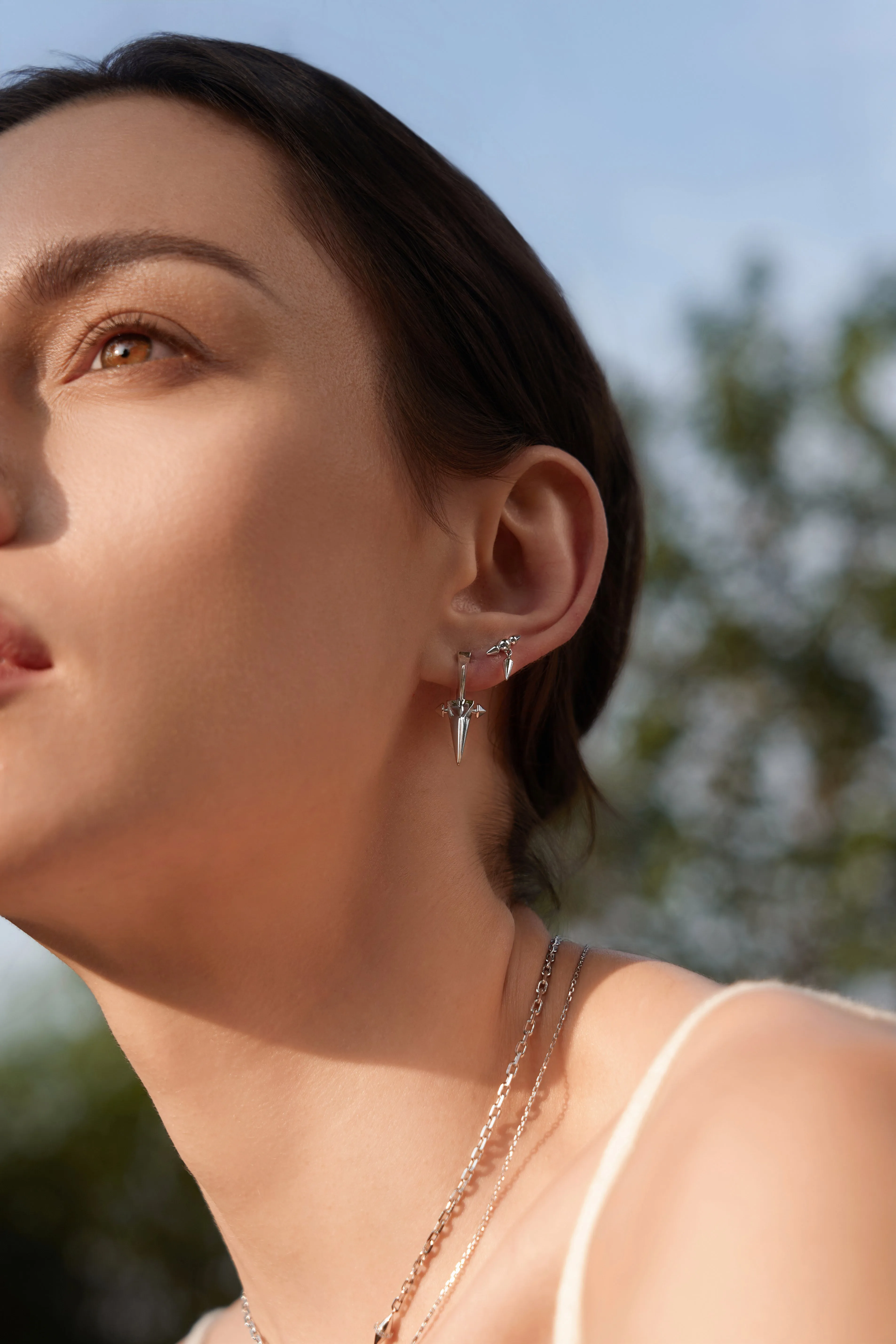 Silver Point Huggie Hoop Earrings