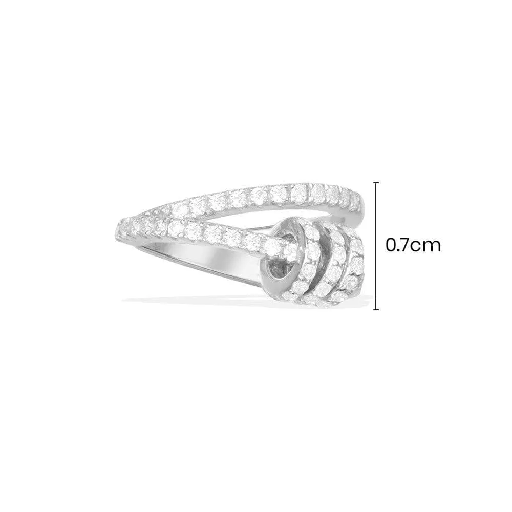 Single Ear Cuff with Rings - White Silver