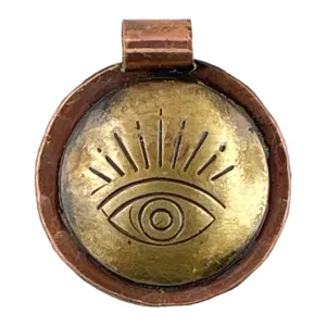 Small  Antiqued Brass & Copper Evil Eye Pendant