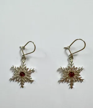 Snowflake Amber Earrings - Delicate Silver Design, Captivating Sparkle | Winter Collection