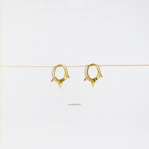 Spike CZ Hoop Earrings, Huggies, Gold, Silver SHEMISLI SH095