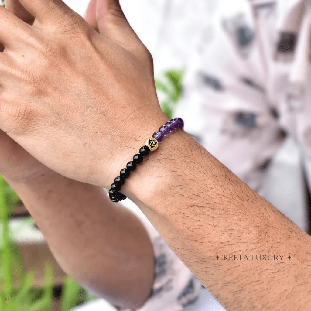 Spiritual Awareness  - Amethyst & Black Onyx Bracelets