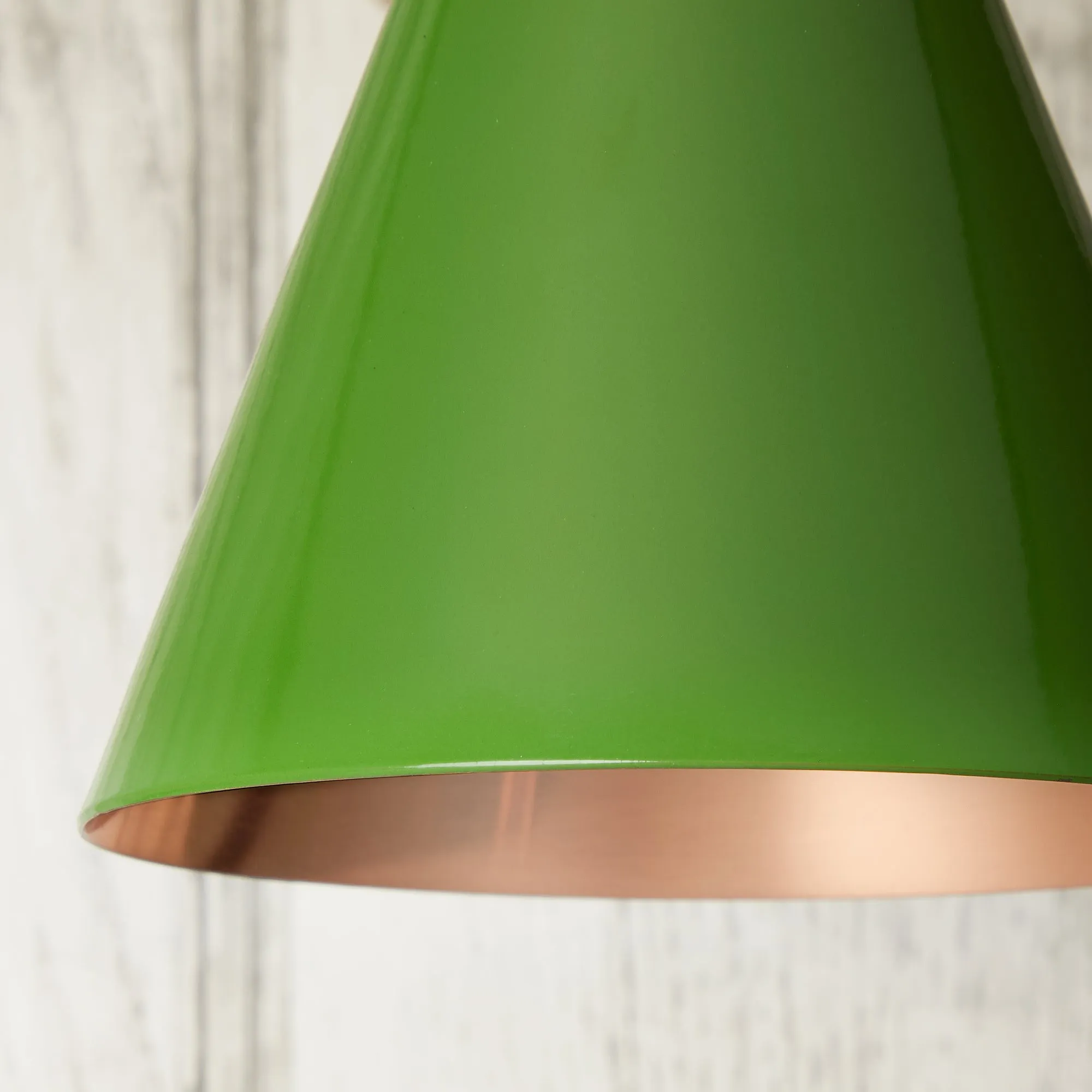 Stanlette pendant shade in green with copper interior