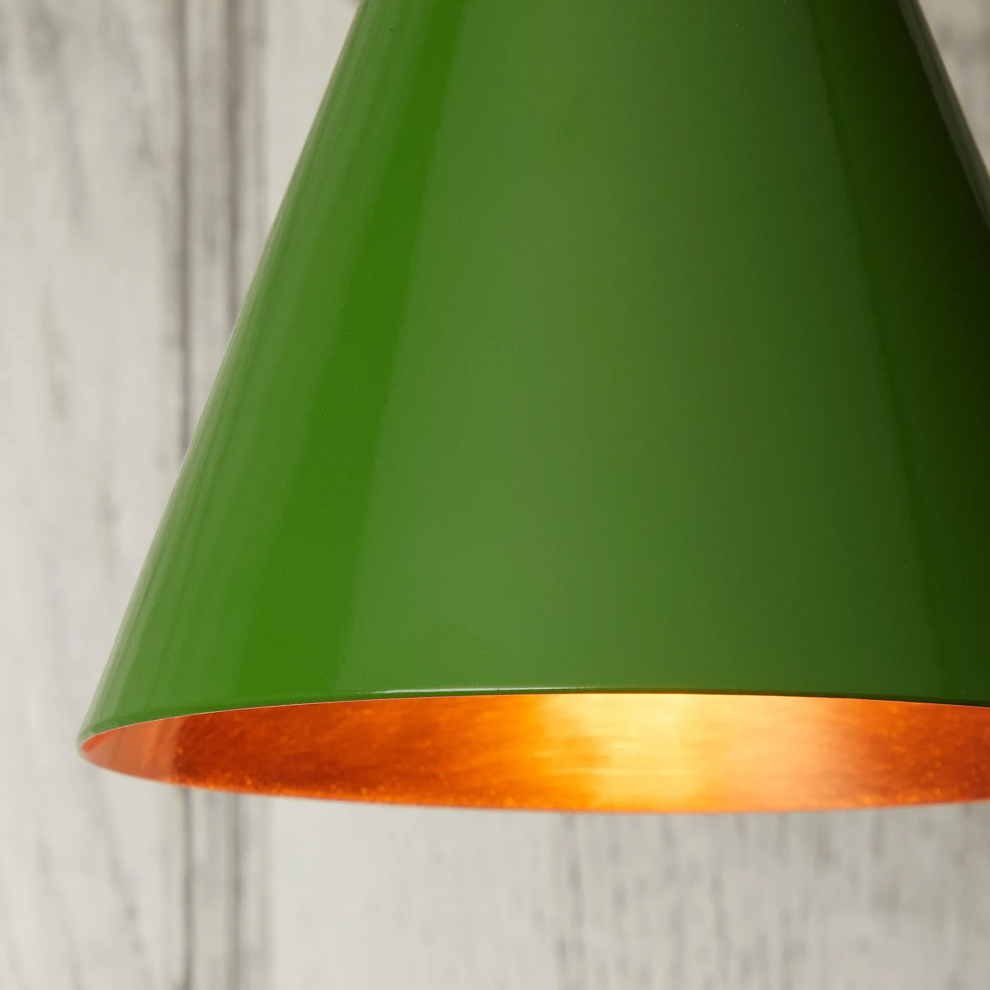 Stanlette pendant shade in green with copper interior