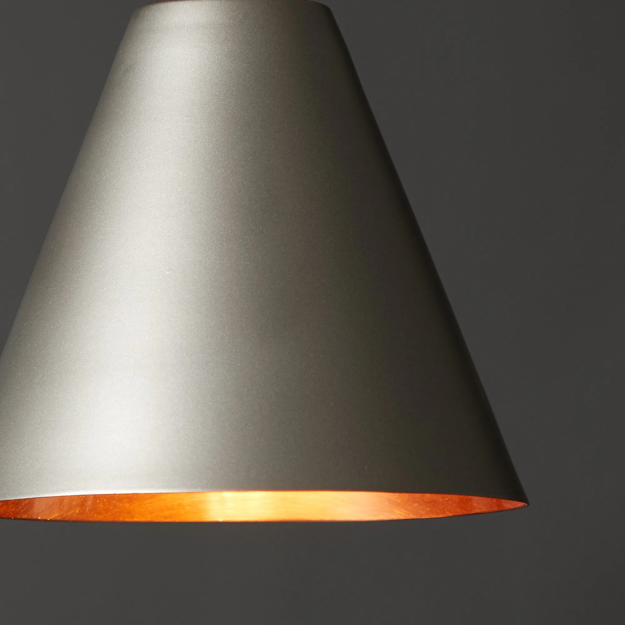 Stanlette pendant shade in gunmetal with copper interior