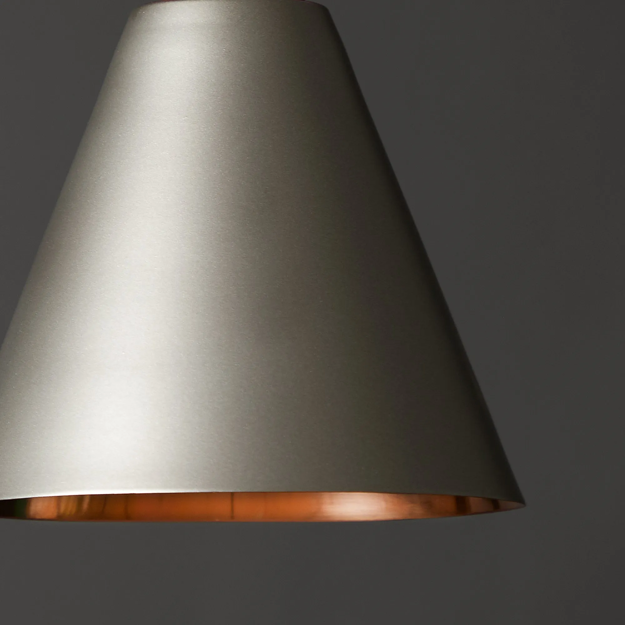 Stanlette pendant shade in gunmetal with copper interior