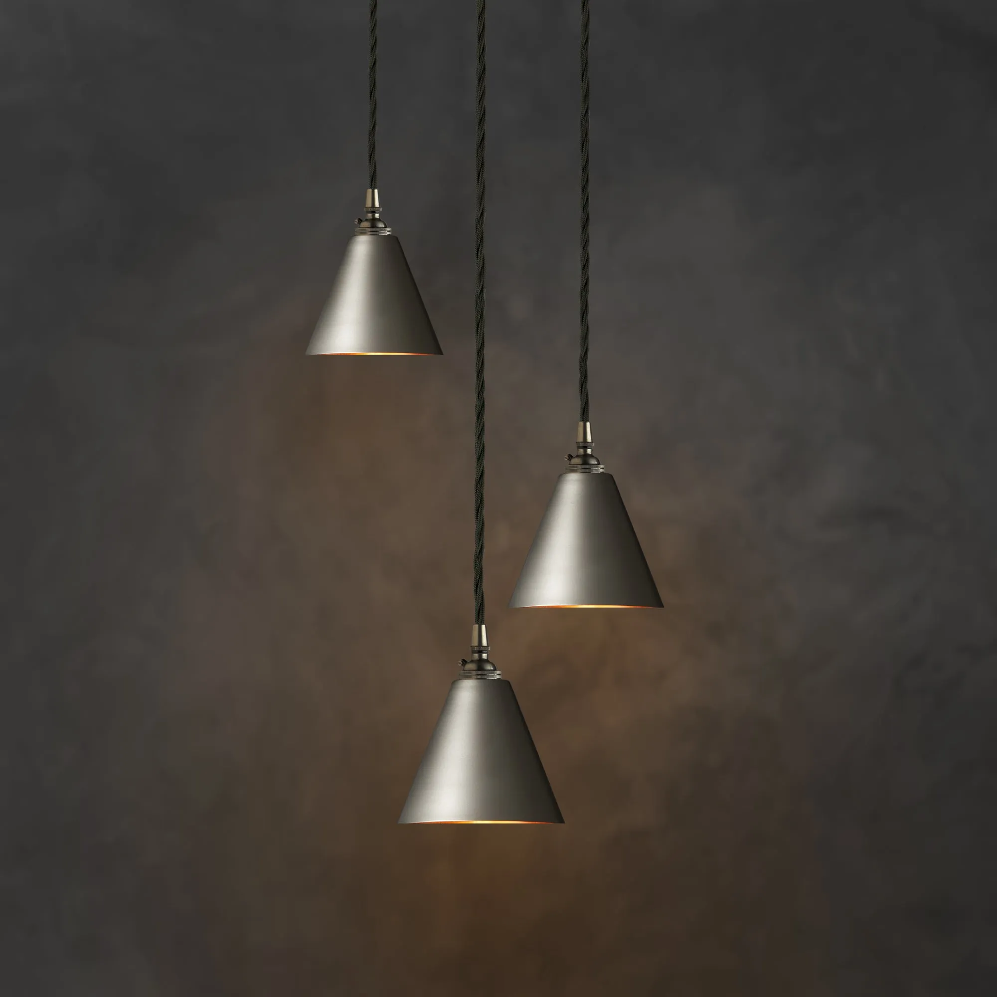 Stanlette pendant shade in gunmetal with copper interior