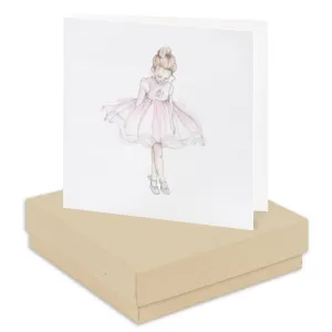 Sterling Silver Crystal Stud Earrings on a Ballerina Card - Boxed Perfect for Gifting