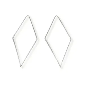 Sterling Silver Diamond Shaped Geometric Hook Earrings