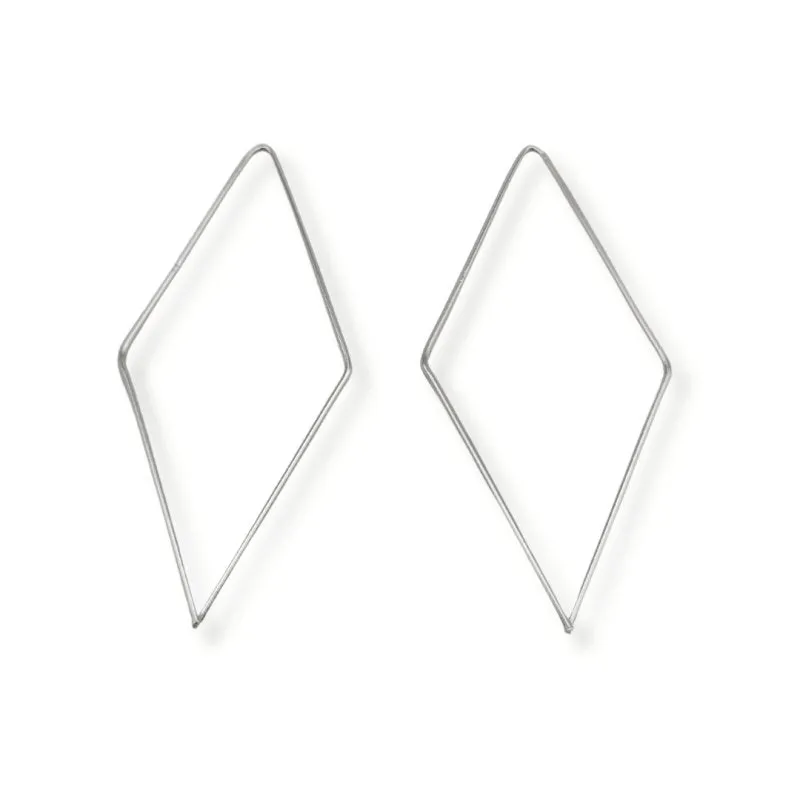 Sterling Silver Diamond Shaped Geometric Hook Earrings