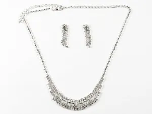 Stylish Layered Crystal Statement Earring Necklace Fashion Set